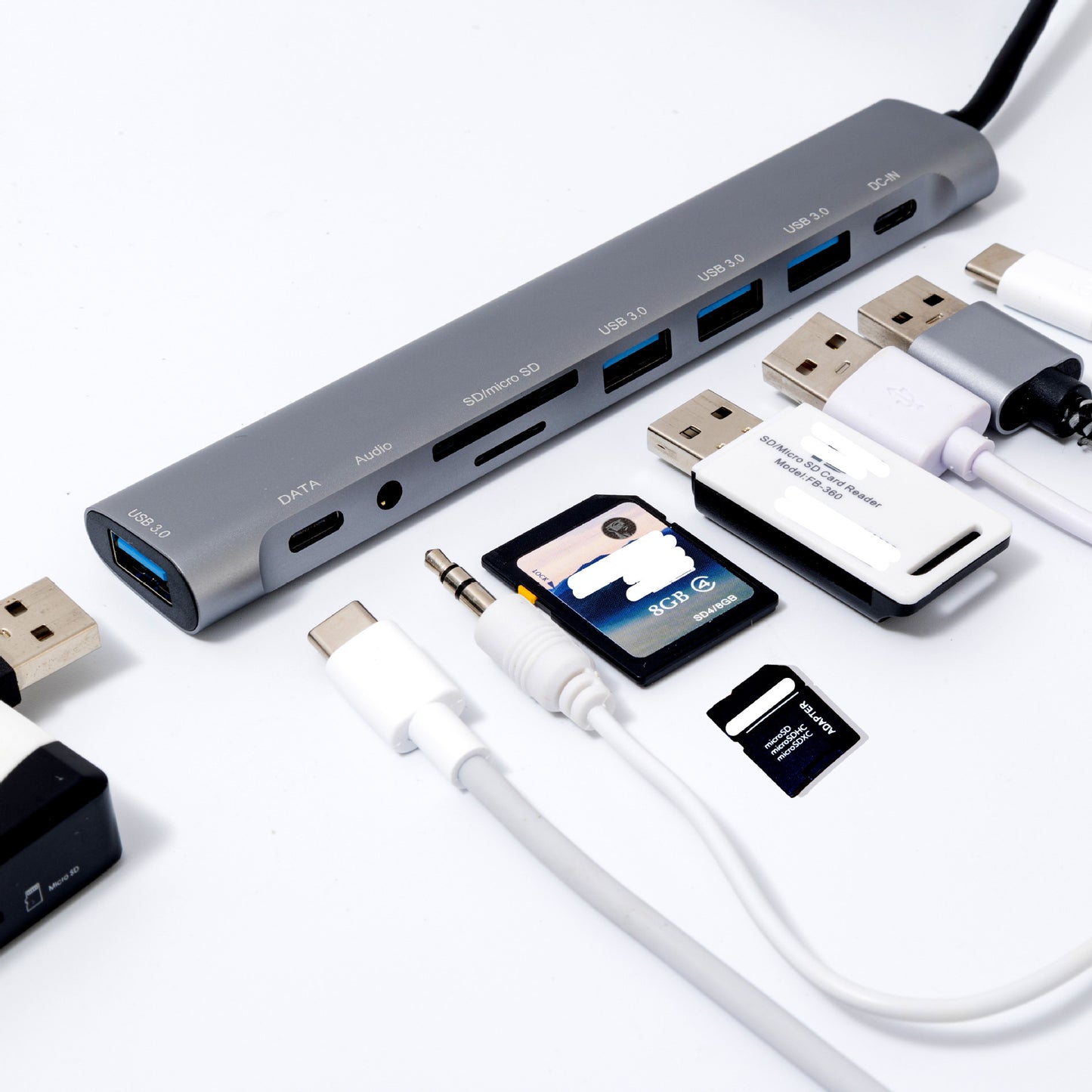 9-в-1 USB-C хъб 3.0 алуминиев Type-C USB хъб
