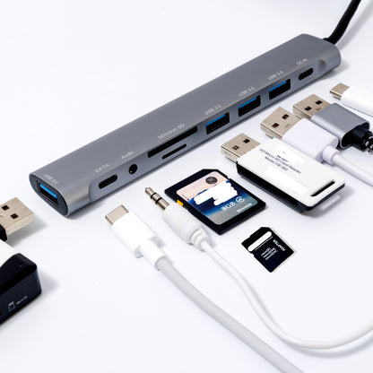 9-в-1 USB-C хъб 3.0 алуминиев Type-C USB хъб