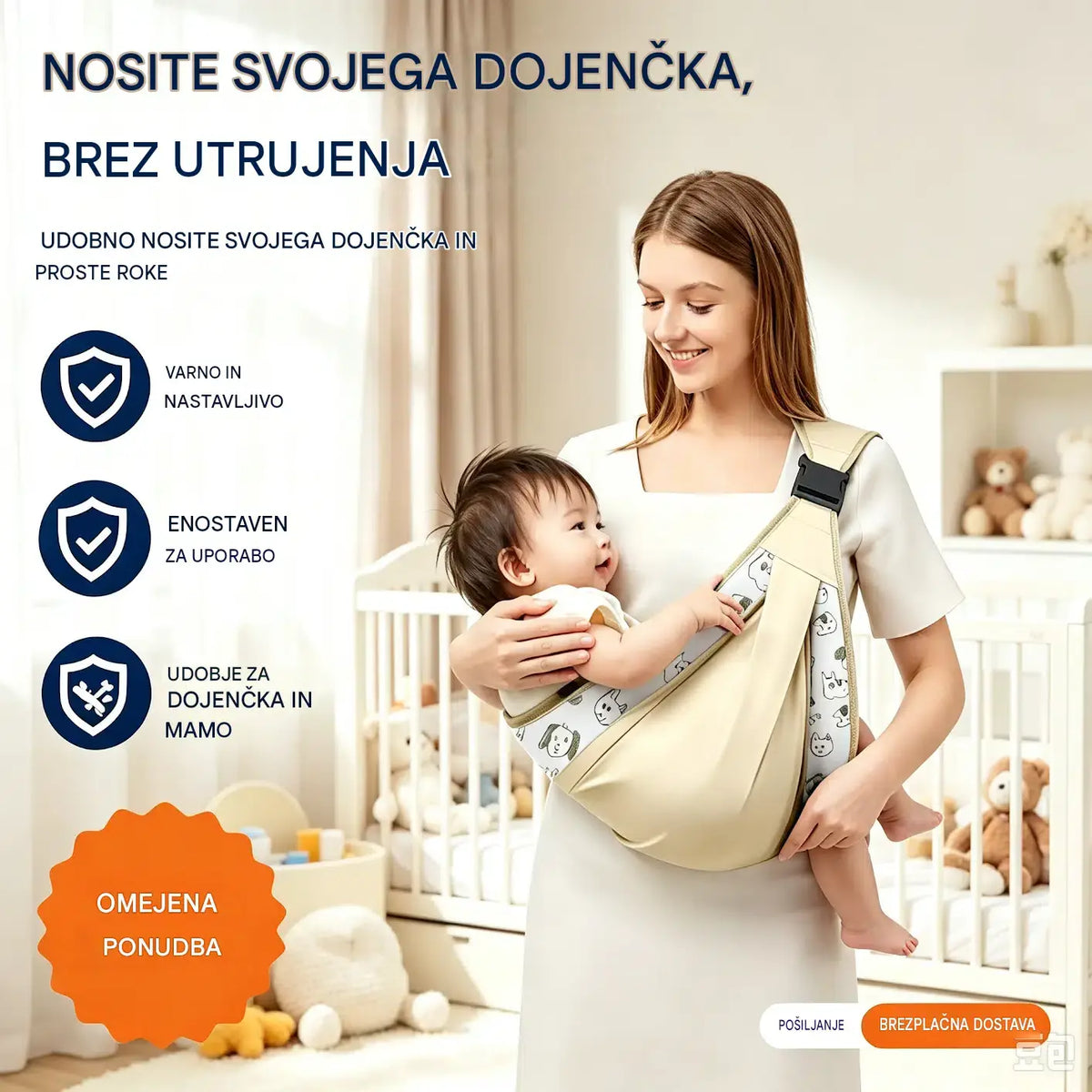 🎉 Prodanih več kot 50.000 enot! 👶 Zračna nosilka za dojenčke 4 v 1: omogoča nošenje dojenčka spredaj ali na hrbtu, obrnjenega navznoter ali navzven, udobna za dojenčke od 0 do 36 mesecev. 💞✨