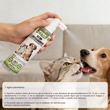 🐶【2 položky za 24 eur】🐱Sprej na ústnu hygienu pre domáce zvieratá dokáže osviežiť dych a odstrániť žltnutie a zubný kameň zo zubov.