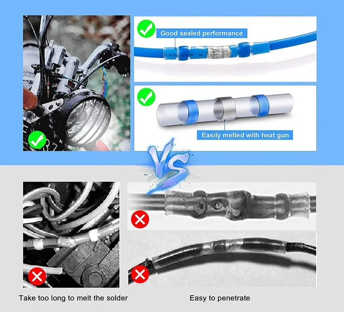 ⚡【100 unidades】Conectores termorretráctiles con anillo de soldadura: conexión de cables rápida, impermeable y segura.