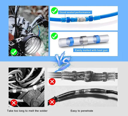 ⚡【100 unidades】Conectores termorretráctiles con anillo de soldadura: conexión de cables rápida, impermeable y segura.
