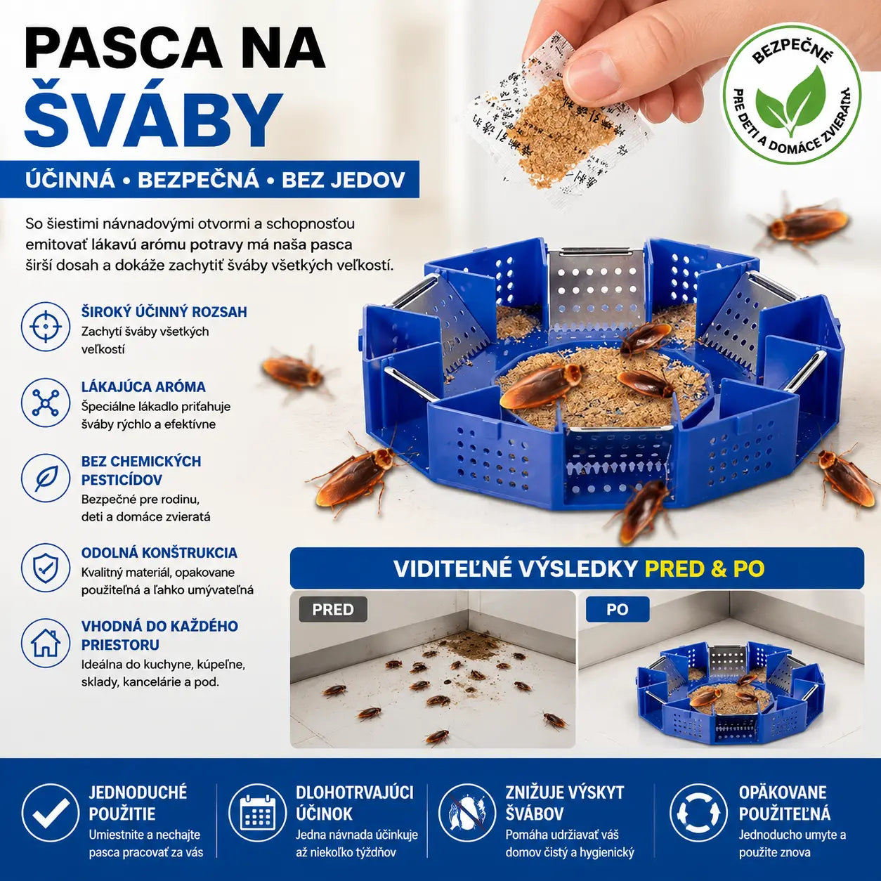 🥳2026 HOT SALE🥳💞50K+ SOLD!🪳🛡️ 50% OFF! Physical Cockroach Trap – Non‑toxic, six‑door design, no chemicals. Transparent cover for easy monitoring. Safe for homes with kids & pets! 🏠✨
