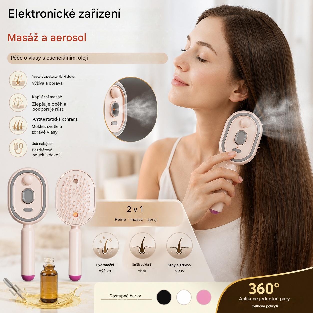 📢📢Speciální nabídka!! ⏰Elektrický masážní hřeben s airbagovým sprejem a esenciálním olejem, vyživující kartáč na vlasy ve spreji✨🔥