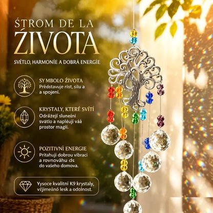 🌈✨ Závěsná ozdoba Strom života – krystalový lapač slunce – magické duhové světlo pro váš domov