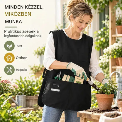 👩‍🍳✨ Vízálló és foltálló mellénykötény – tökéletes főzéshez, kézimunkához és kertészkedéshez, kényelmes állítással 🛡️