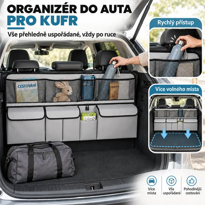 🚗📦 Függeszthető csomagtartó-rendszerező – mérete 105 x 51 cm, helyet szabadít fel a csomagtartó alján; SUV-okhoz és családi autókhoz egyaránt használható, fekete és szürke színben kapható.