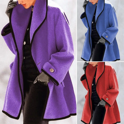 🎀【S-5XL】Őszi és téli női egyszínű gyapjúkabát