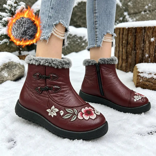 ❄️Virágos női téli csizma – puha belső béllel, nem fázik a lábad!🌸