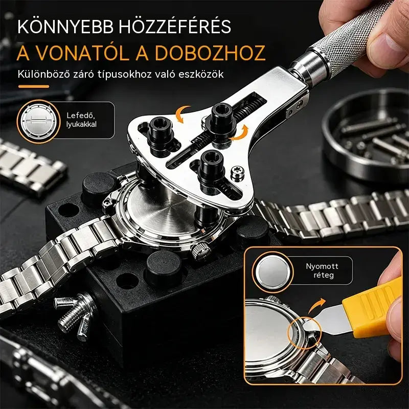 🎉 Különleges ajánlat 2026-ra 🔧 Professzionális órajavító készlet – Új szíj, új elem, ugyanaz az óra – Javítsd meg saját kezűleg, percek alatt ⌚
