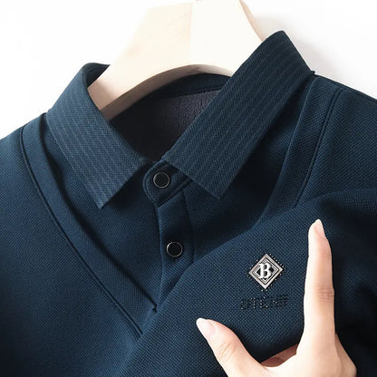 👔🔥【M-4XL】Nové pánske zimné polo tričko s golierom a flísovou podšívkou vo veľkých veľkostiach.