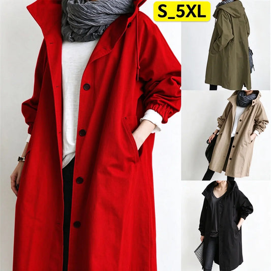 【S-5XL】Oszi alkalmi széldzseki, középhosszú női