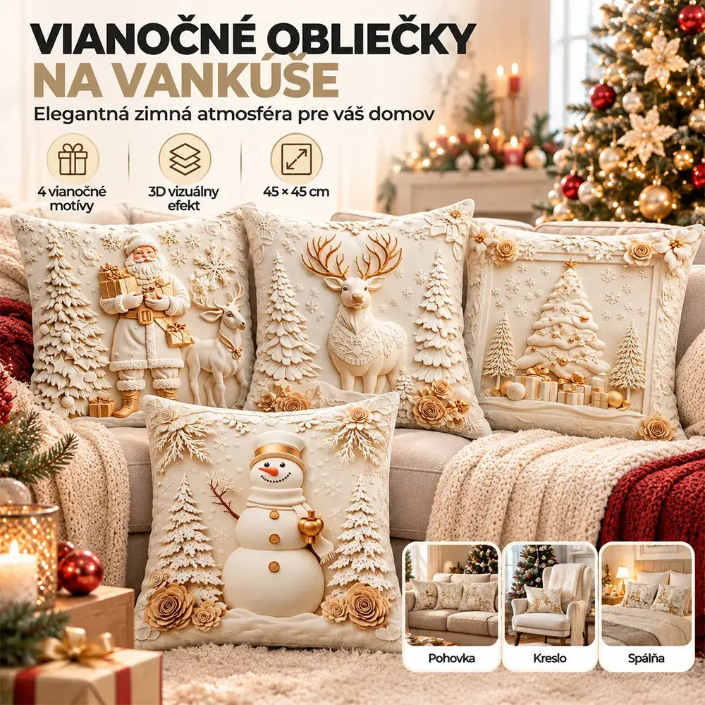 【4-dílná sada】610 Kč🎅Vánoční výprodej 49% SLEVA🎄Povlak na polštář s vánoční tématikou