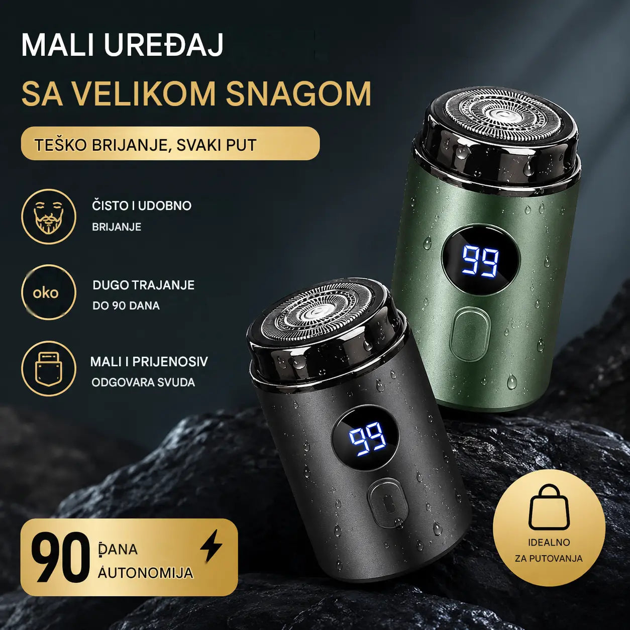 🔥Vrhunska ponuda: 50% POPUSTA🔥Moćan mini električni brijač za muškarce s digitalnim zaslonom