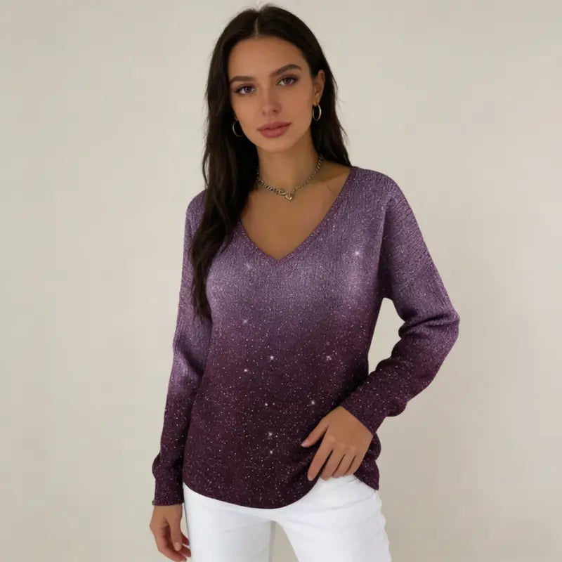 👚👚Új női pulóver hosszú ujjal és V-nyakkal