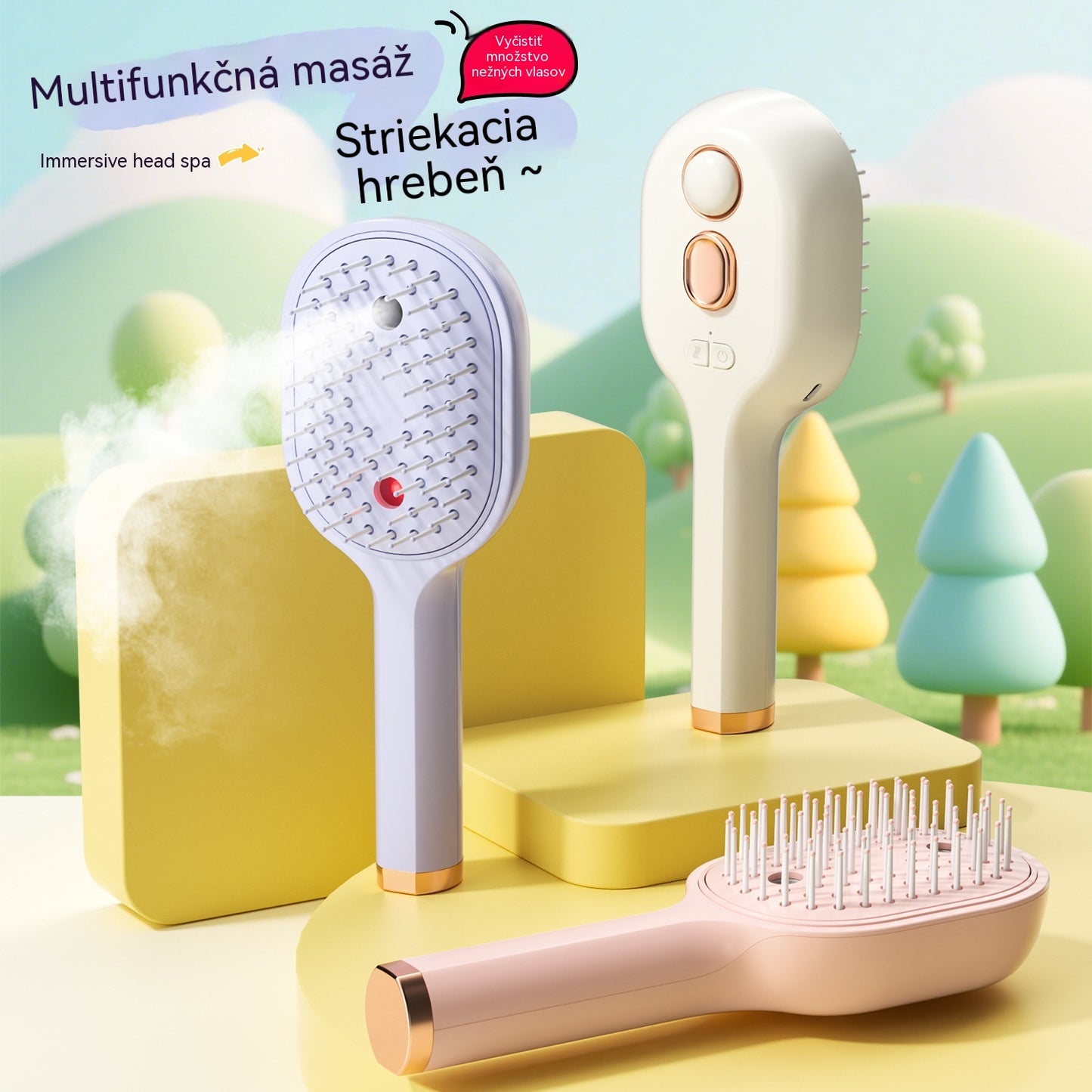 💖💨Egygombos permetező funkcióval ellátott fésű a haj gubancolódásának hatékony megakadályozására.
