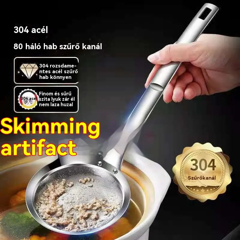 🍲 【3 db-os csomag】304 rozsdamentes acél olajszűrő kanalak