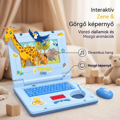🧸 Interaktív szimulációs játék laptop – Fények, hangok és tanulójátékok – Játékosan fejleszti a gyermekek kreativitását és motoros készségeit 🎵