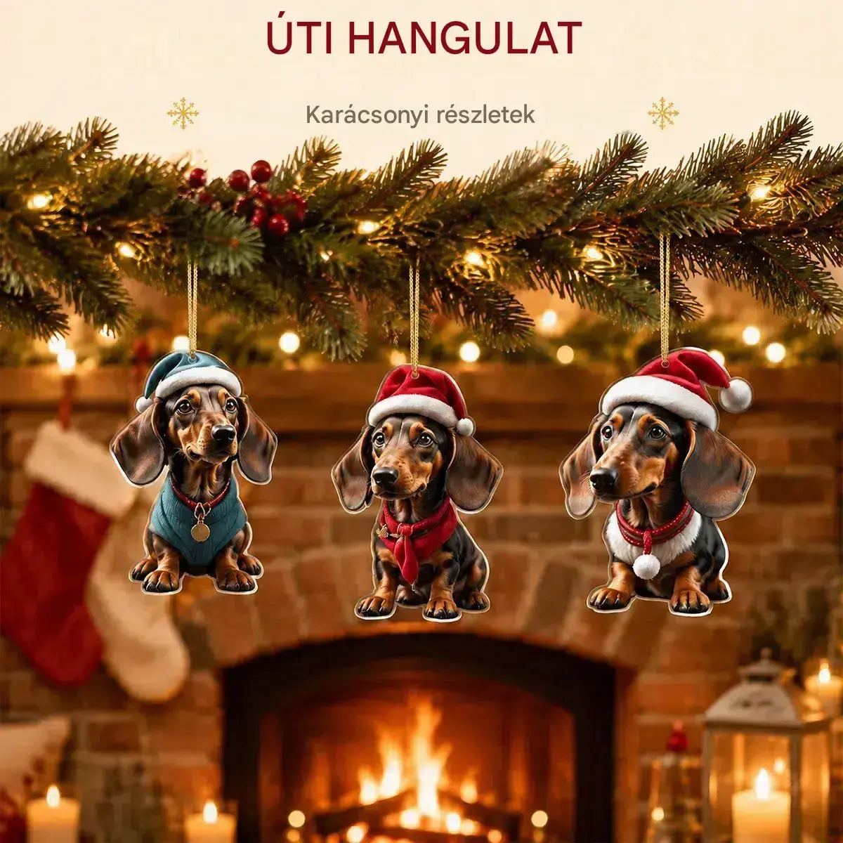 🎄【9 darab】🐕 Karácsonyfadíszek kiskutyák formájában