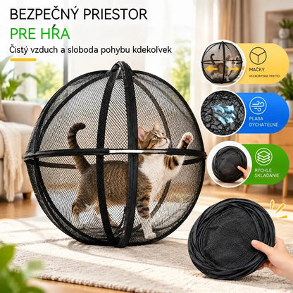 🐱 Skladací guľovitý stan pre mačky s priedušnou sieťovinou · 360° ochrana · Bezpečný priestor na hranie v interiéri aj exteriéri!