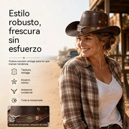 🤠Užijte si nyní 50% slevu! 🌟Retro kovbojský klobouk se širokou krempou a kapucí - fedora ve westernovém stylu Distressed