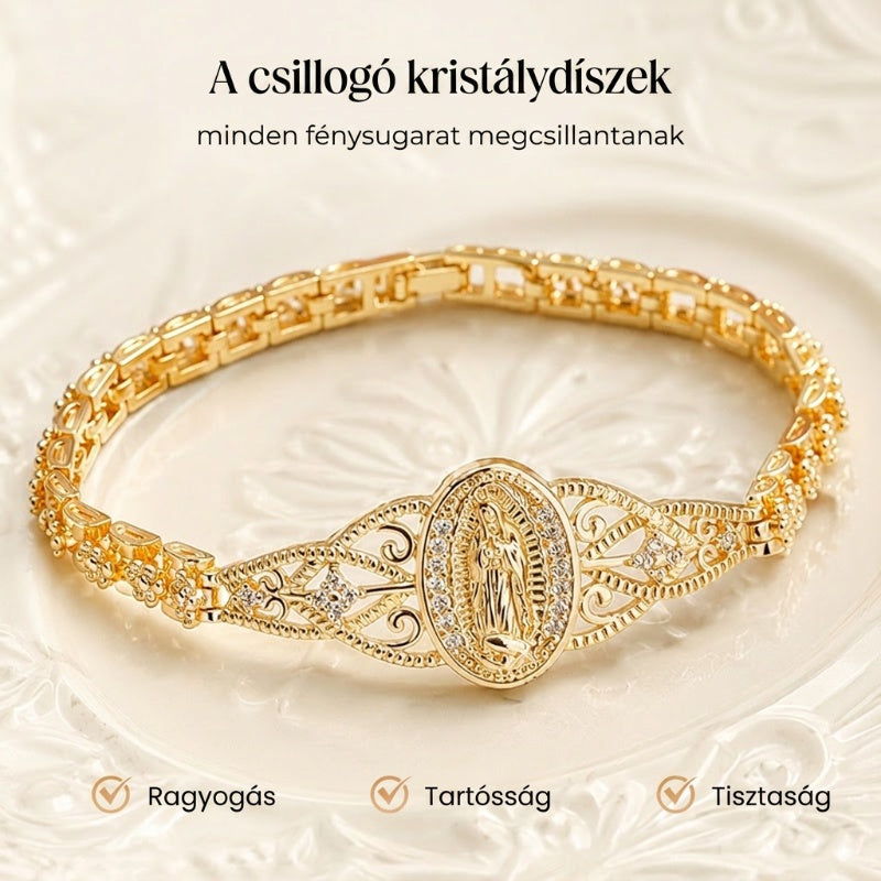 ✨🎁 Elegáns, virágmintás, üreges Szűz Mária karkötő 💖