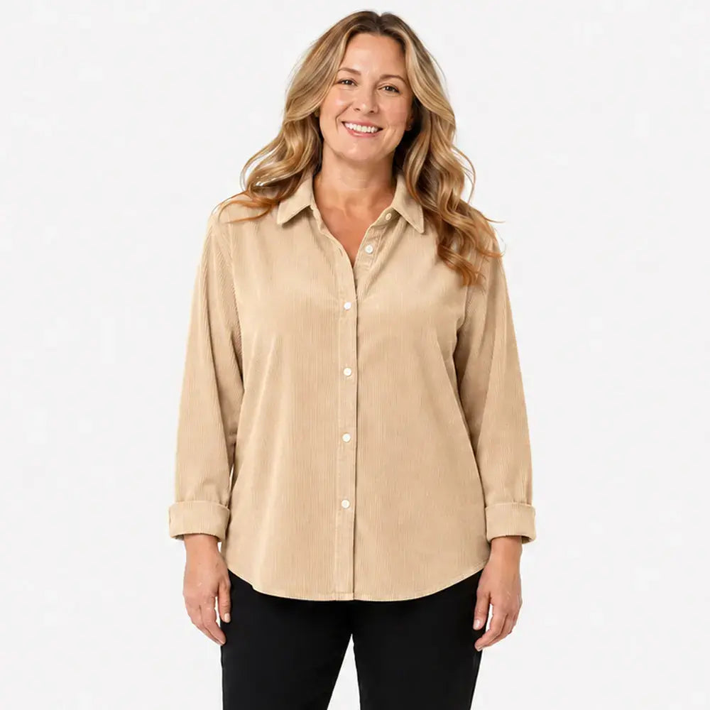 👚Laza szabású női kordbársony ing – egyszínű, hosszú ujjú – puha, lezser blúz őszre és télre