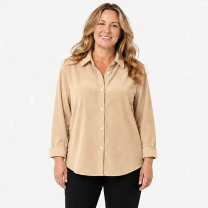👚Laza szabású női kordbársony ing – egyszínű, hosszú ujjú – puha, lezser blúz őszre és télre