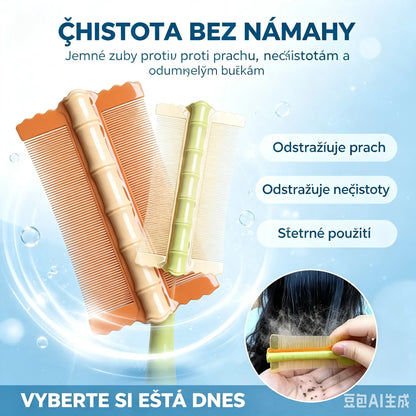 🎉💇‍♀️【Sada 3 kusů – 500 českých korun】🔥Bambusový oboustranný hřeben s jemnými zuby