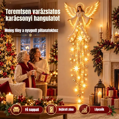 👼✨ Angyali fali lámpa hullócsillaggal | Világító karácsonyi dekoráció | Meleg LED otthonra és kertbe 🌟