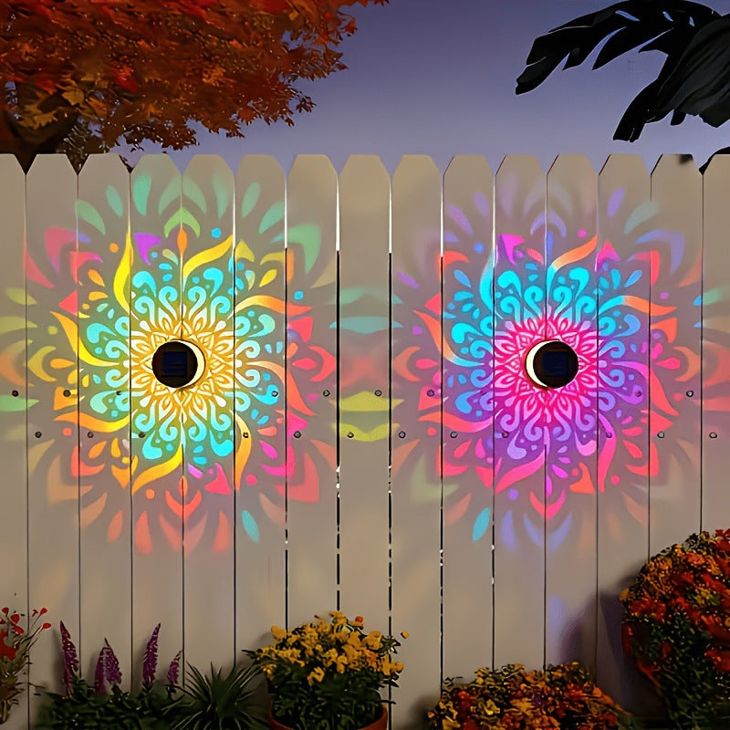 Lámpara Solar de Pared con Proyector de Mandala para Jardín y Patio