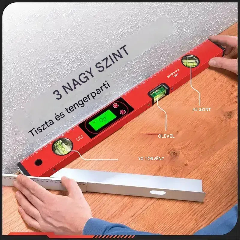 🔧📐 Többfunkciós precíziós mágneses vízmérték digitális LCD kijelzővel