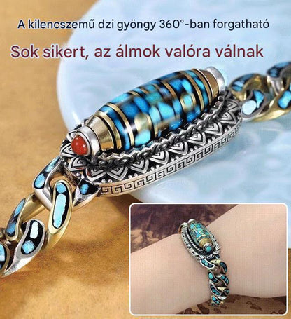 【30% OFF】 925 sterling ezüst retro hatjegyű türkiz mantra gyöngyökből készült karkötő