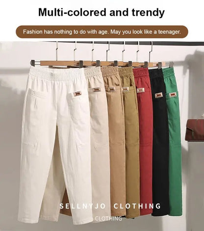 🔥【M-6XL】Női elasztikus derékú pamutnadrág