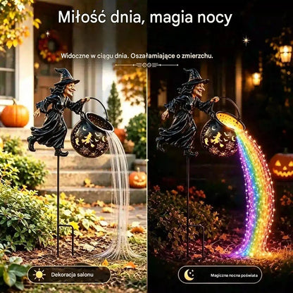 🧙‍♀️🎃 Ogrodowy lampion „Kociołek czarownicy” z oświetleniem LED – zachwycająca dekoracja zewnętrzna 🔮✨