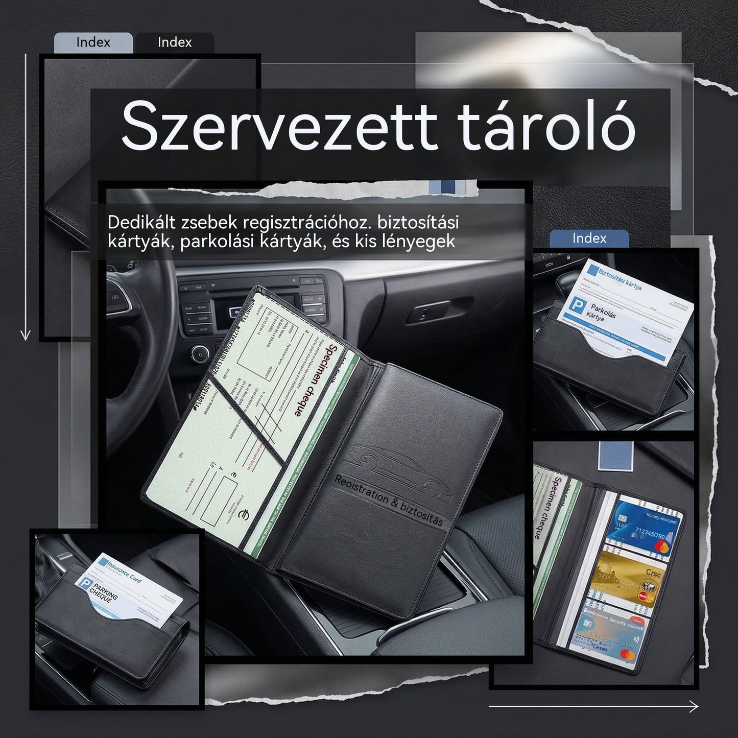 【Egyet fizet kettőt kap】Autó forgalmi engedély és biztosítási kártya tartó, lopásgátló és demagnetizációgátló