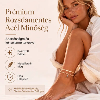 💛 Nőknek készült finom réteges arany monogramos bokakarkötő – Elegáns, divatos  ✨