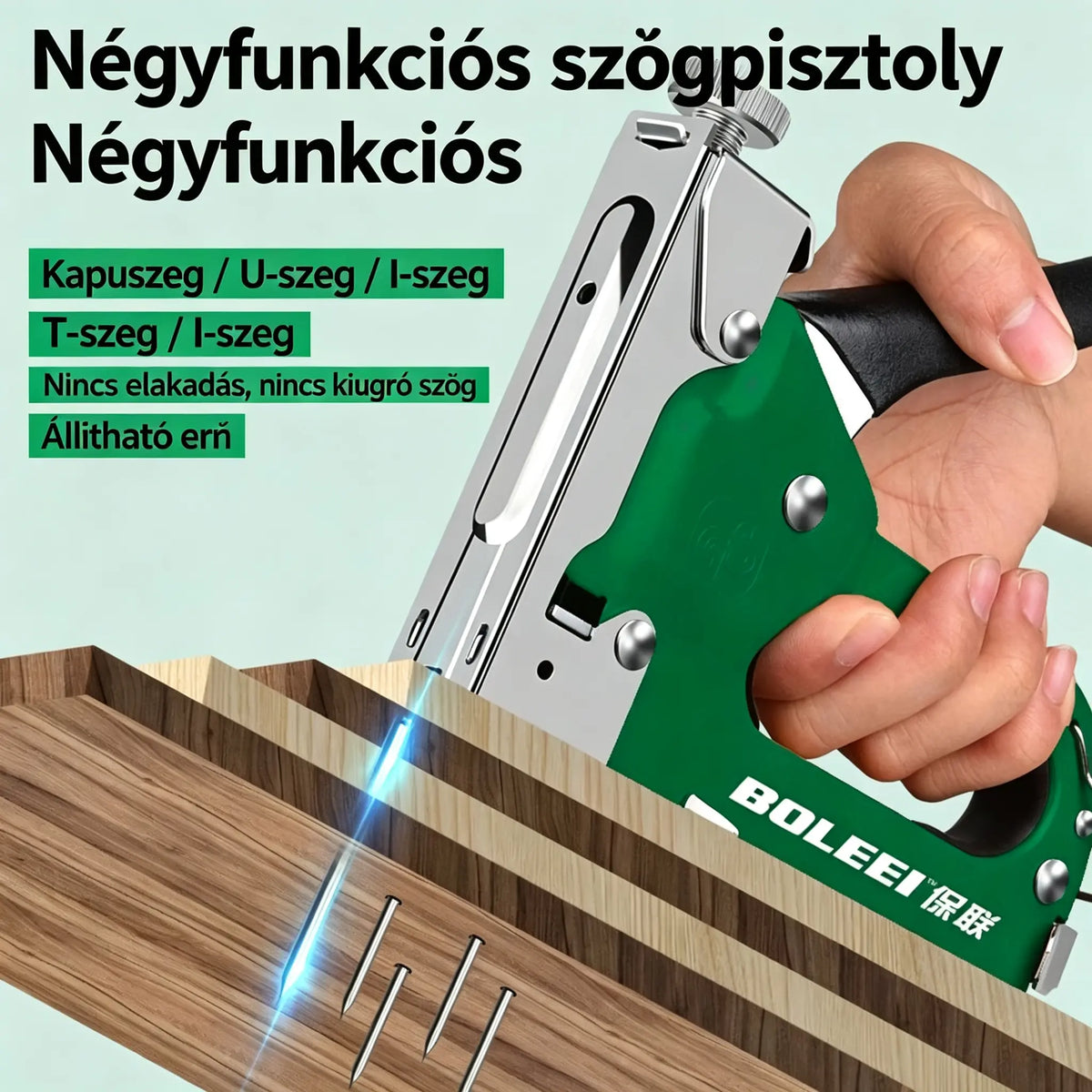 🔩💥 4 az 1-ben szegezőpisztoly: Időt és energiát takarít meg a bútorok felszerelése és rögzítése során.