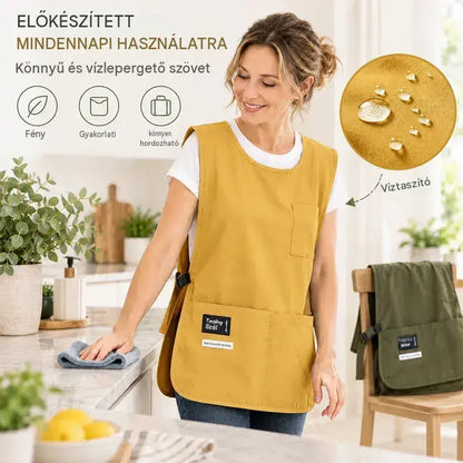 👩‍🍳✨ Vízálló és foltálló mellénykötény – tökéletes főzéshez, kézimunkához és kertészkedéshez, kényelmes állítással 🛡️