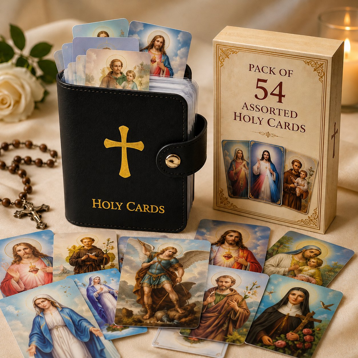 ✝️Valódi bőr szentkártyatartó – Zsebstílusú imakártya-rendező patentkapoccsal 🎁