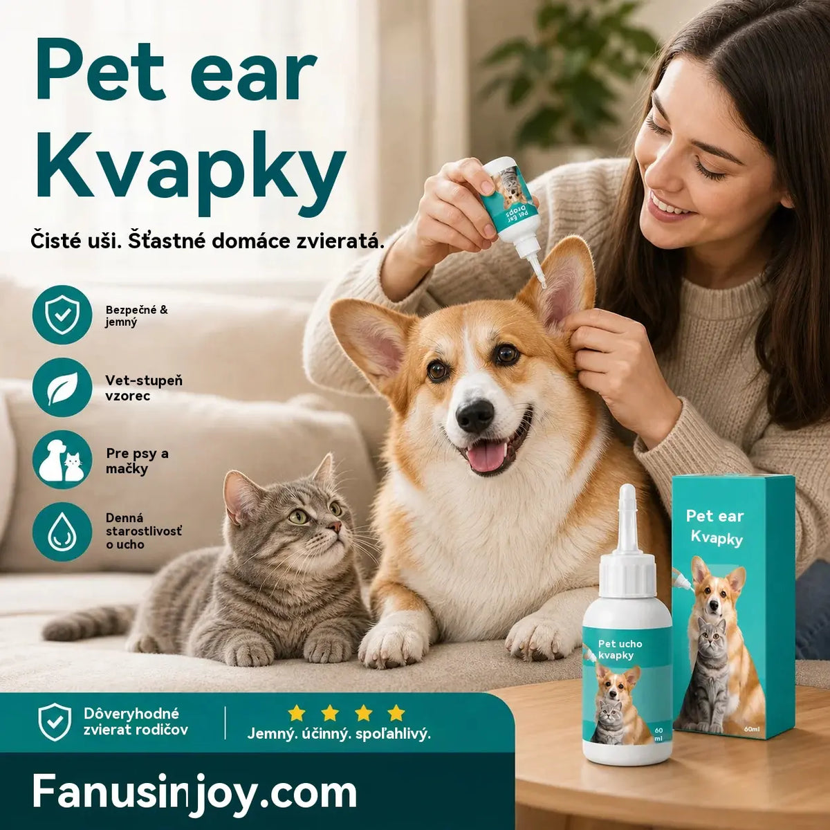 【1-et vesz, 1-et kap】 🐱🐶 Kíméletes fültisztító csepp háziállatoknak – Mondjon búcsút a külső hallójárat-fertőzéseknek