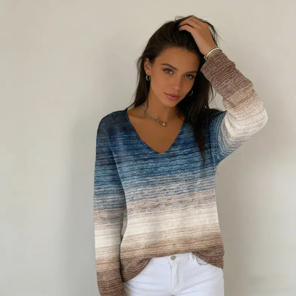 👚👚Új női pulóver hosszú ujjal és V-nyakkal