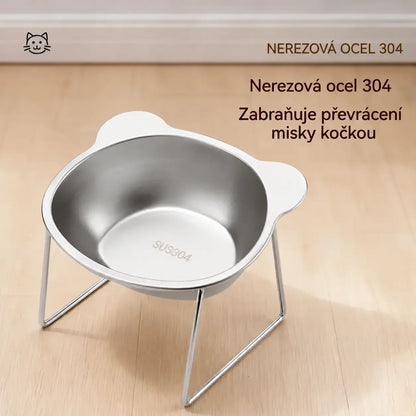 🐾🍽️【1 kus】Zvýšená miska se sklonem 15° pro psy a kočky – podporuje přirozené držení těla a chrání krk.