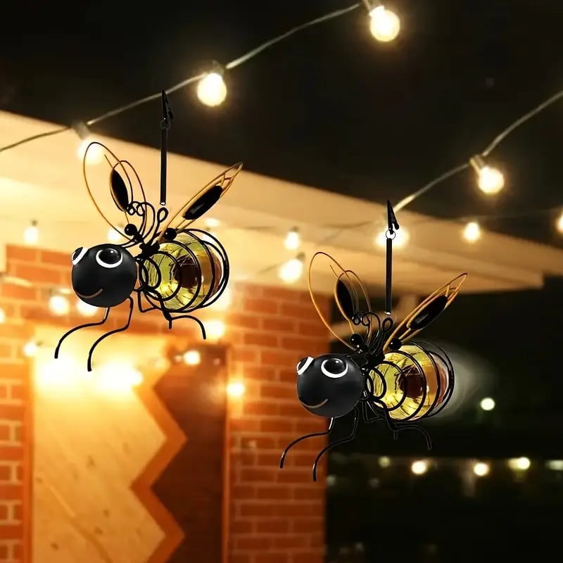 【 2 darabos készlet】🐝 Méh alakú kültéri függő napelemes lámpa