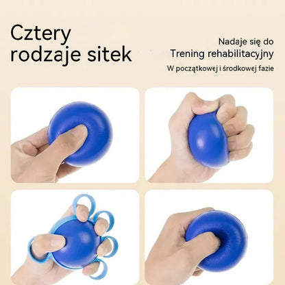 Piłka ortopedyczna do rehabilitacji palców i dłoni, z pierścieniami mocującymi, urządzenie do ćwiczeń siłowych i ruchowych dla osób starszych lub po udarze