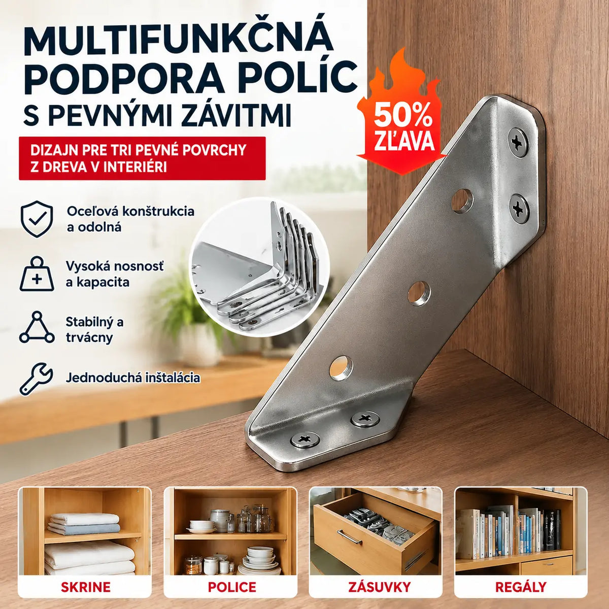 【10 držiakov + 70 skrutiek】 Vystužený nerezový uholník 90° – Multifunkčná podpera na opravu a spevnenie nábytku 🛠️