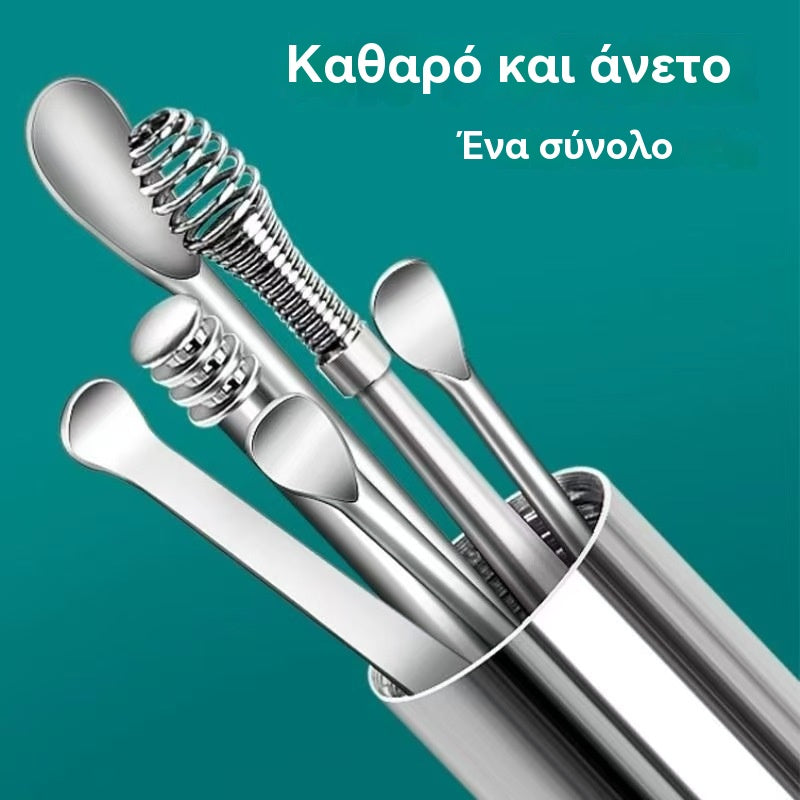 🔥Ειδική προσφορά🔥Σετ εργαλείων αφαίρεσης κεριού αυτιών 6 τεμαχίων με σωλήνα αποθήκευσης | Πλήρες σετ φροντίδας αυτιών – Εργαλείο έξι σε ένα! 👂