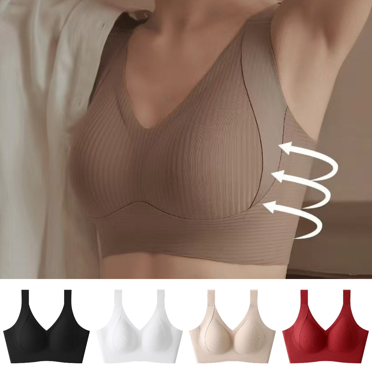 😍【Paquete de 4】Sujetador inalámbrico de una pieza para mujer❤️【40-95 kg】