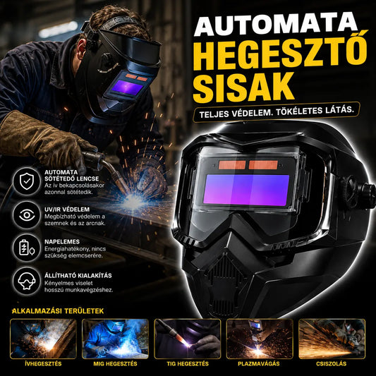 🔥😎Teljesen automatikus hegesztőálarc⚡Intelligens fénybeállítás, professzionális védelem