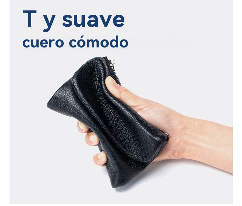 🔥✨【Compra 1 y llévate 1 gratis】⏰Cartera unisex Pebble de piel auténtica con protección RFID🔥